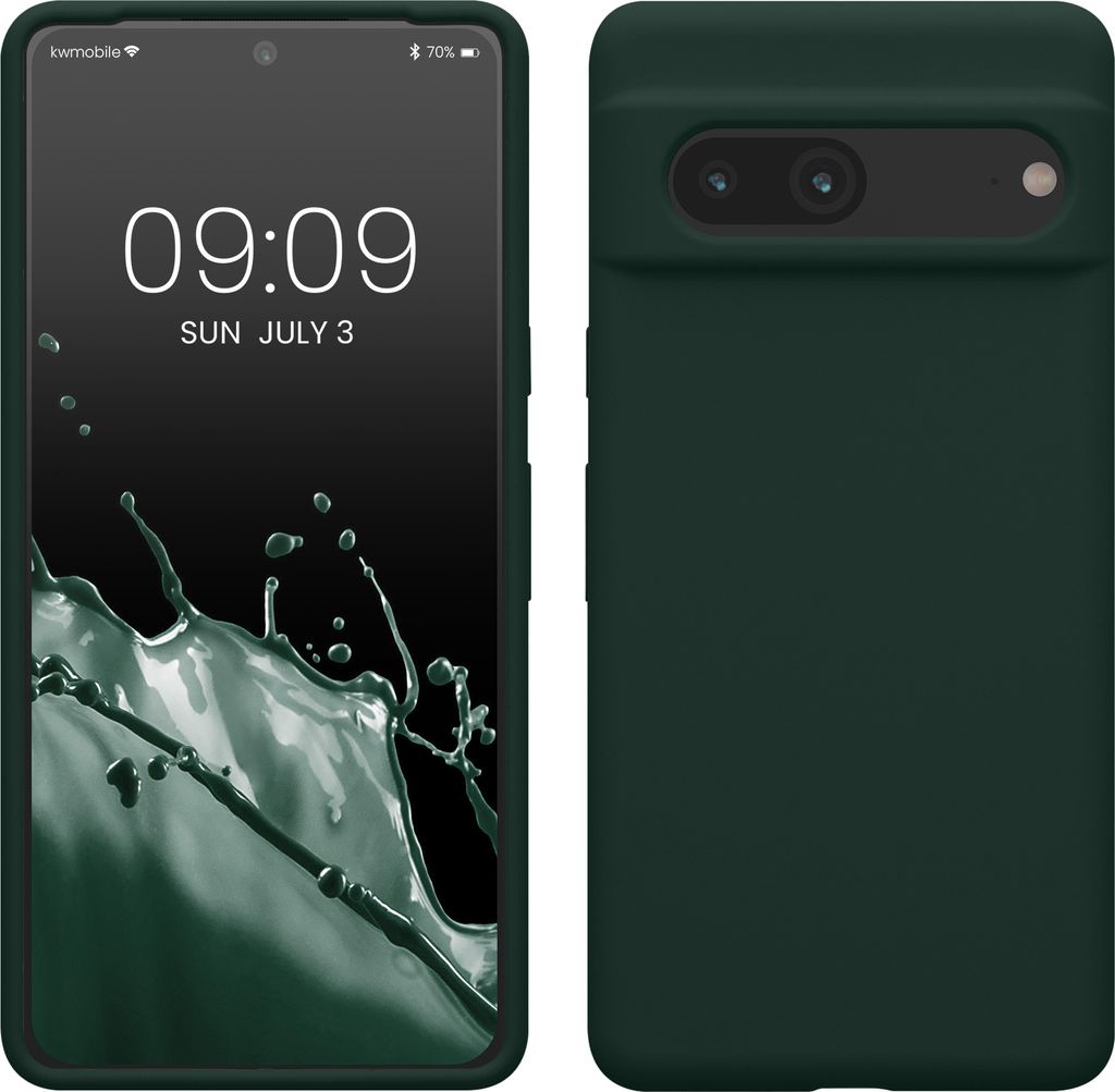 kwmobile Handyhülle für Google Pixel 7 Hülle, für Pixel 7 Case - Hülle Silikon - kabelloses Laden - Moosgrün