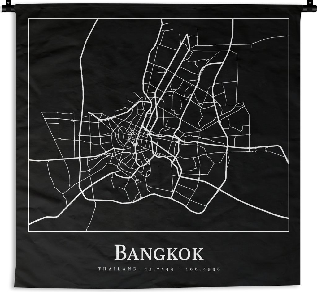 MuchoWow Wandteppich Wandbehang Bangkok - Karte - Stadtplan 150x150 cm Tapisserie Dekoration Wandtuch - Wohnaccessoires - Modernes