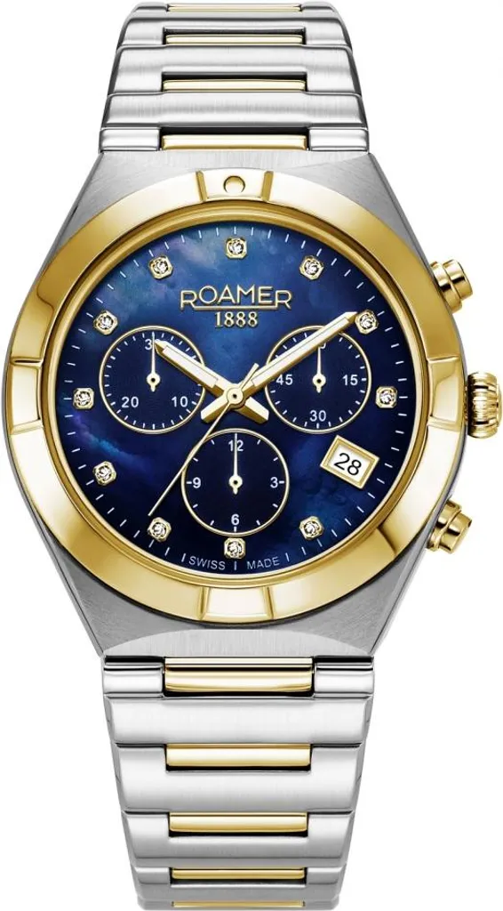Montre femme Roamer 987837 bleu marine et diamants élégante