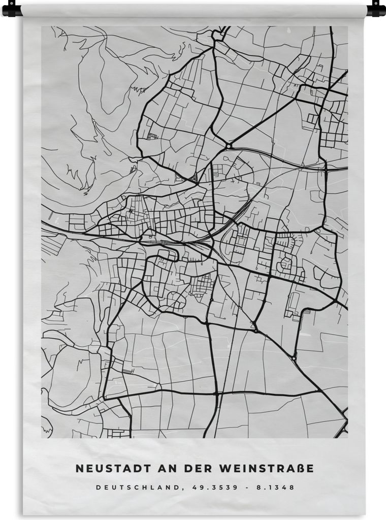 MuchoWow Wandteppich Wandbehang Karte - Deutschland - Neustadt An Der Weinstraẞe - Karte - Stadtplan 60x90 cm Tapisserie Dekoration Wandtuch - ...