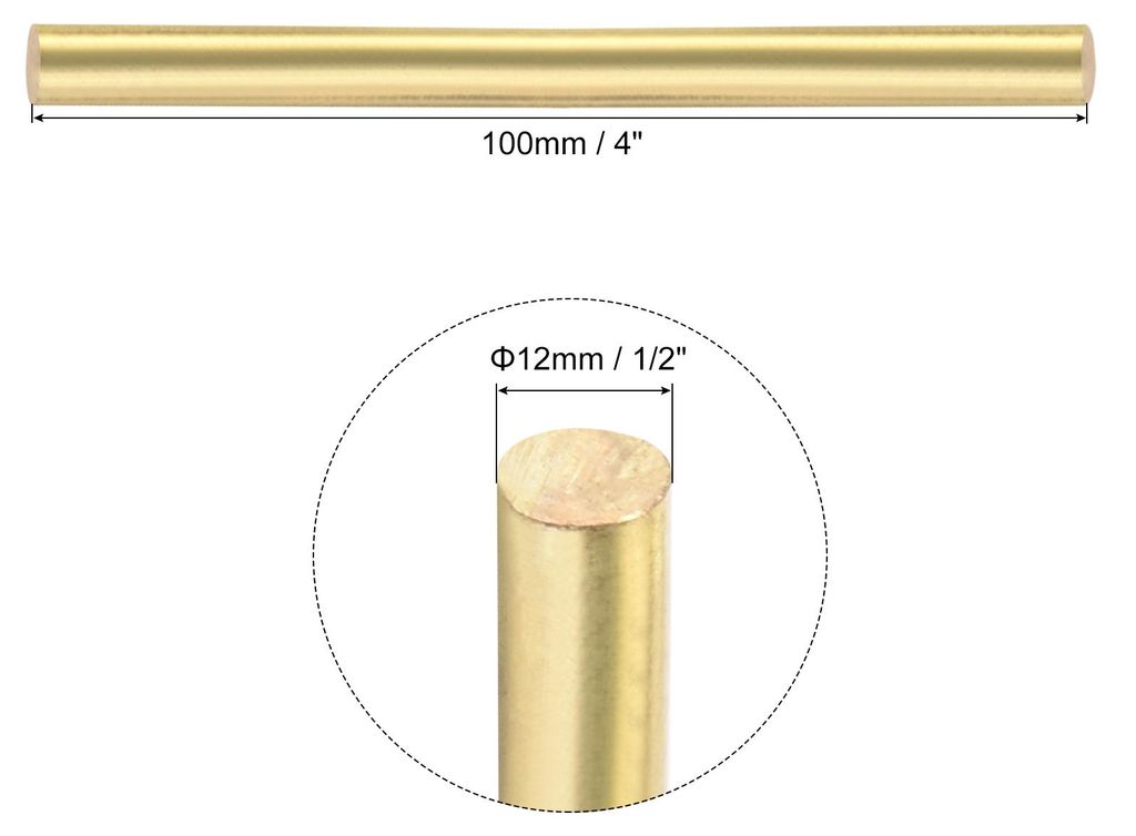 2 Stš¹ck Messingstangen 12 mm x 100 mm Messing Massiv Rund Material Drehbank Stange fš¹r Messer Griffe Stift Heimwerker Basteln Modell Flugzeug