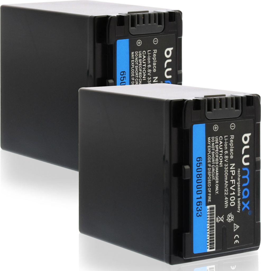 2x Blumax Akku | für Sony NP-FV100 Digitalkamera | Kapazität 3300mAh |Spannung 7,4Volt | Video- und Kamerazubehör