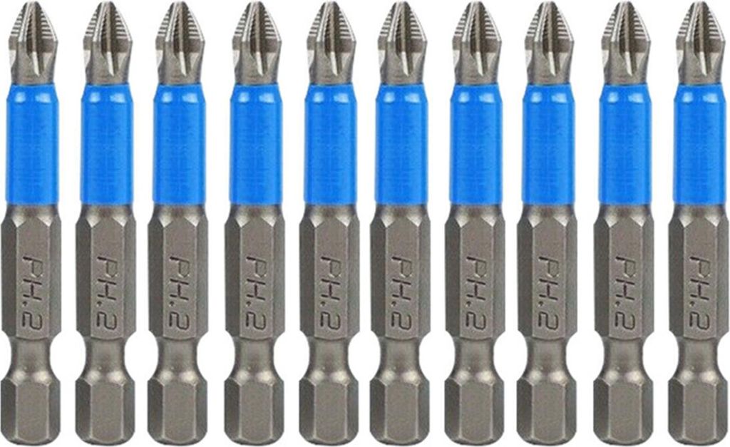 10 Stück magnetische 50 mm 1/4 Zoll PH2 Kreuzschlitz-Schraubendreher-Bohrer mit Sechskantschaft und Anti-Rutsch-Funktion für Elektroschrauber