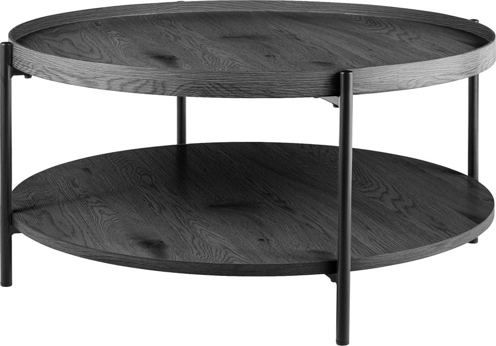 Couchtisch HONIM - Holz Grau 80x80x40 cm | Sofatisch Rund Beistelltisch Holz Wohnzimmertisch Klein