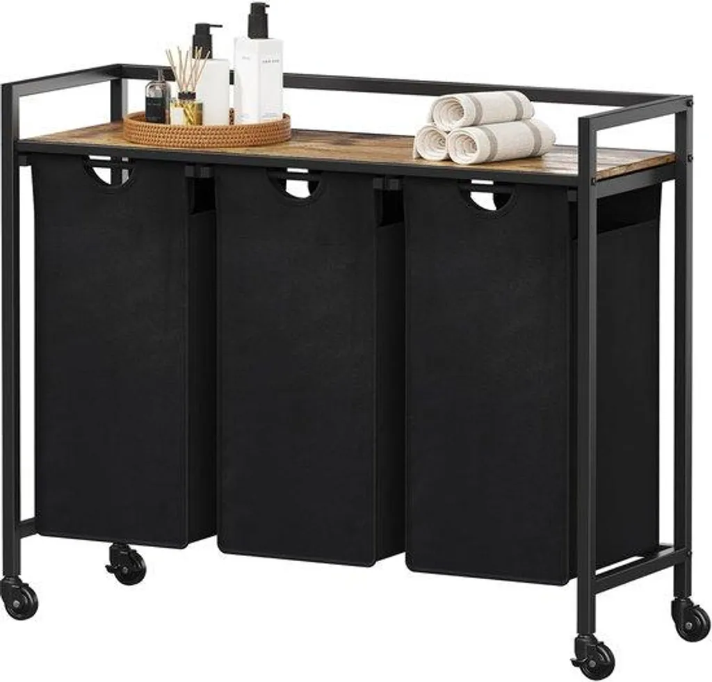 Panier à linge pour salle de bain 120L tri facile 3 sacs et roulettes