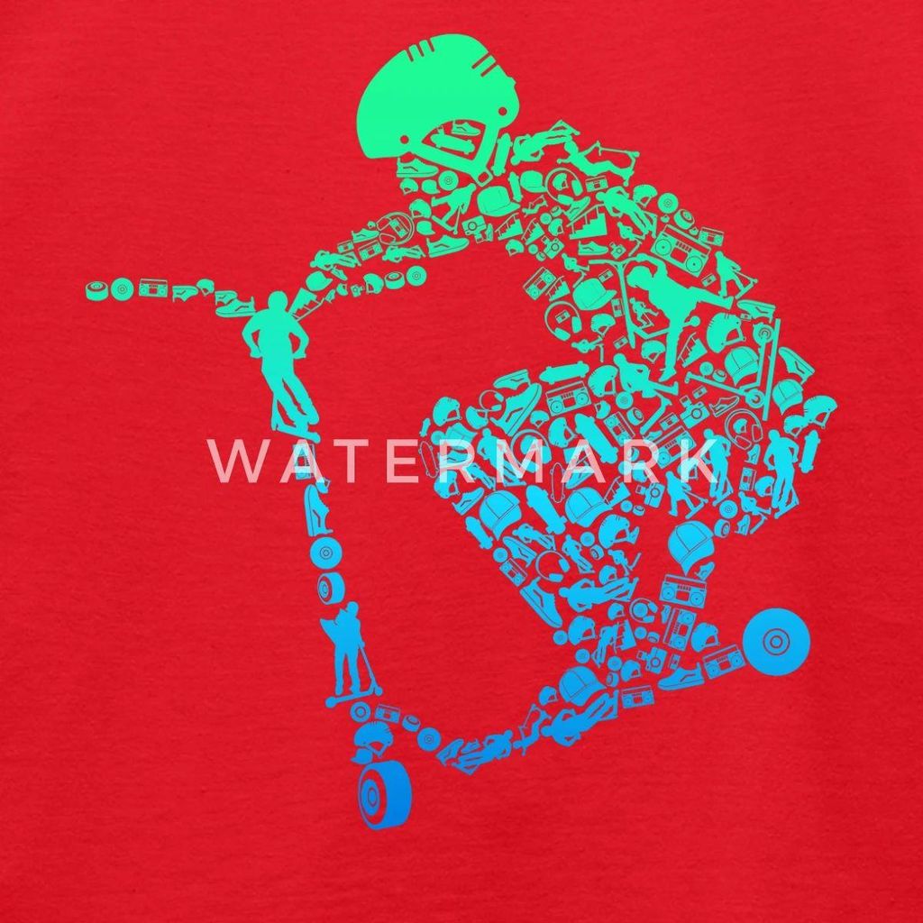 Spreadshirt Scooter Roller Stunt Freestyle Mit Helm Sprung Kinder T-Shirt, 98/104 (3-4 Jahre), Rot