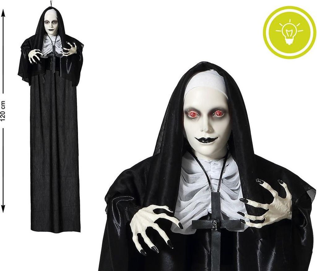 Atosa Halloween-dekoration Unheimliche Nonne Schwarz Schwarz One Size