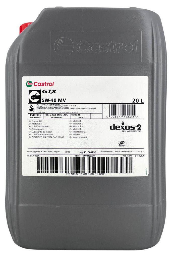 Castrol GTX 5W-40 MV 20 Liter (15DED5) Produktbild 