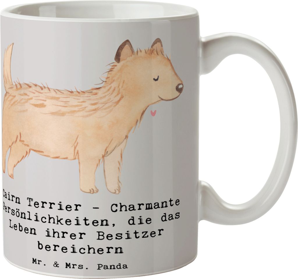 Mr. & Mrs. Panda Kakaotasse Cairn Terrier - Grau Pastell - Geschenk, Familienhund, intelligent, Hunderassen Vielfalt, Trinkbecher, Tasse mit Spruch...