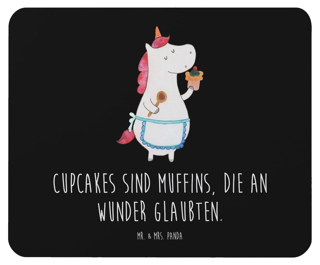 Mr. & Mrs. Panda Mouse Pad Einhorn Küche - Schwarz - Geschenk, mauspad pc, laptop mousepad, Muffin, computermatte, Unicorn, Torte, Motivation, Bac...