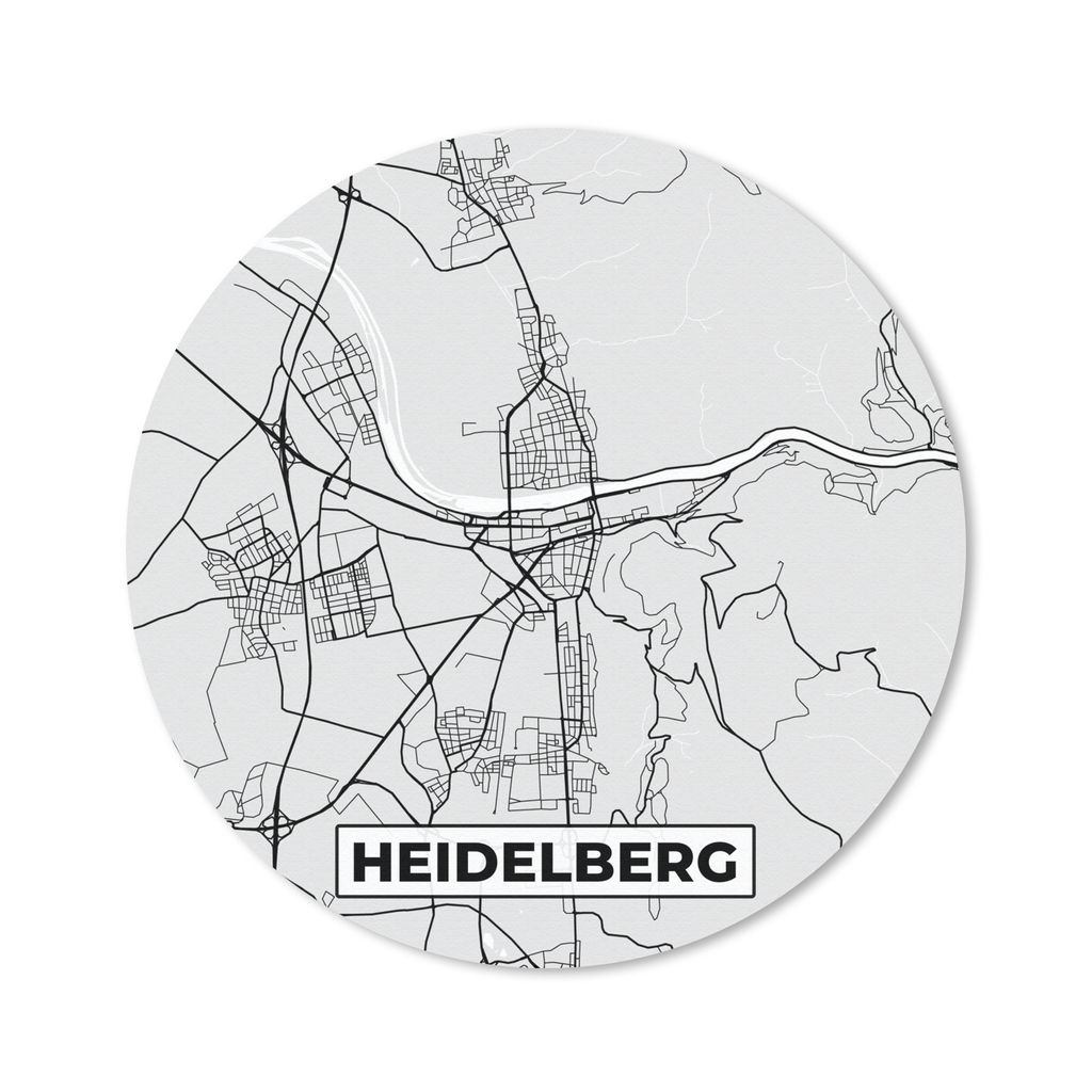 MuchoWow Mauspad Mousepad Karte - Deutschland - Heidelberg - Karte - Stadtplan 20x20 cm - Mousepads - Maus Mat - Pad - Mausunterlage - Schreibtis...