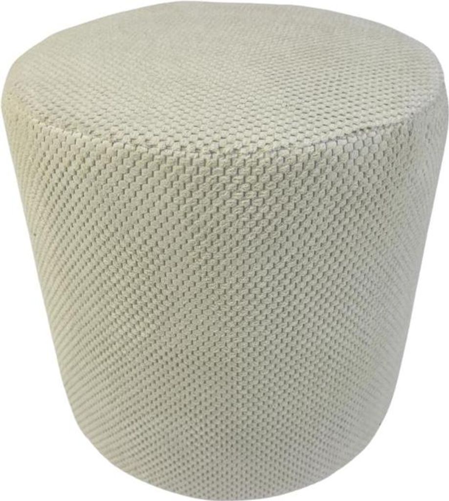 Samt-Hocker ZEFIR DOT 40x40 cm rund – stilvoller Sitzhocker oder Fußhocker fürs Wohnzimmer – Hellbeige