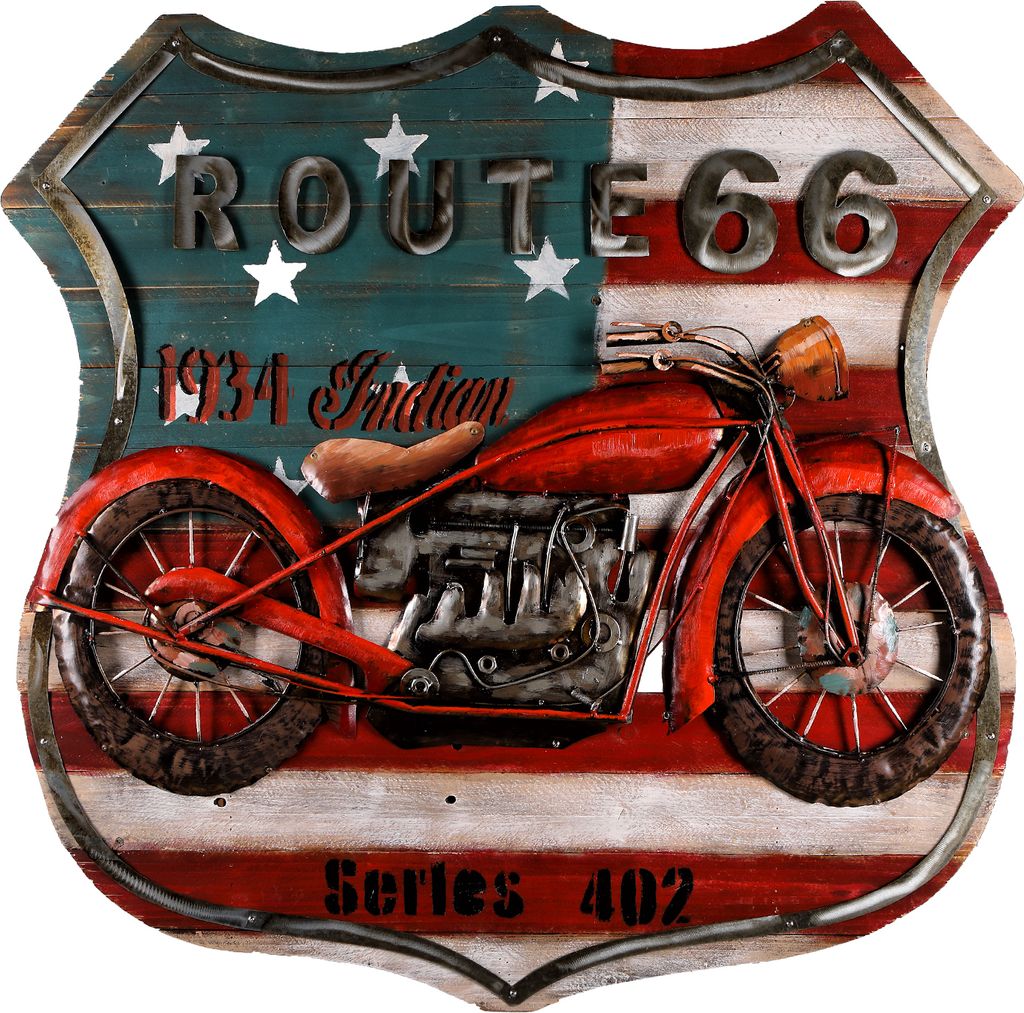 Wandbild 3D Metallbild 100x100cm Route 66 Relief Unikat handgefertigt