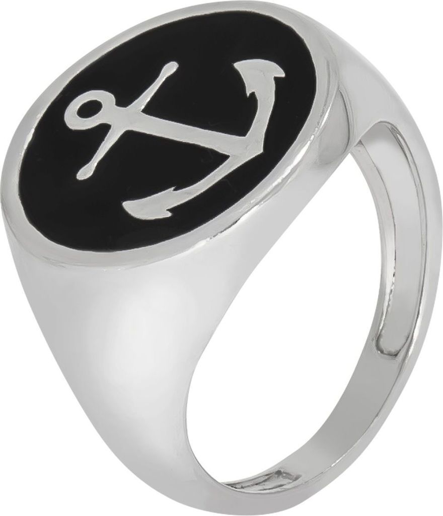 V Ring 925/- Sterling Silber rhodiniert Lack schwarz