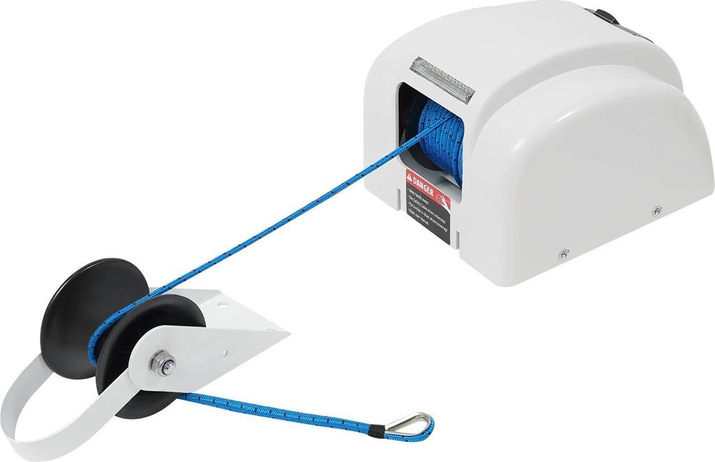 Ankerwinde für Boot - Elektrisch - 12V - Max. 20 kg Zugkraft - Funkfernbedienung - Korrosionsbeständig - Weiß