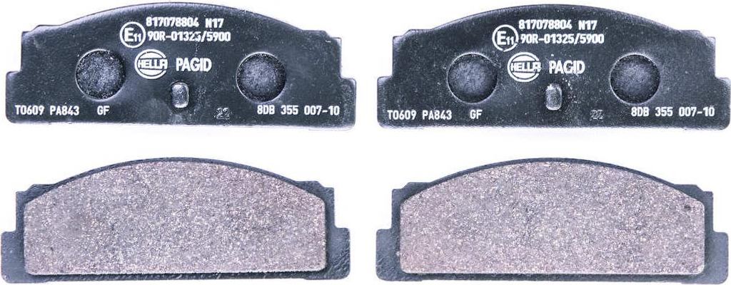 Bremsbelagsatz ohne Verschleißwarnung 10 mm HELLA für u.a. FIAT 124