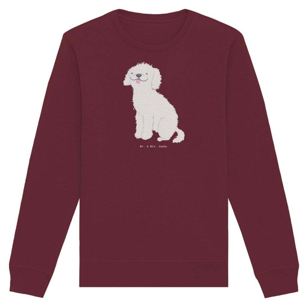 Mr. & Mrs. Panda Bio Baumwoll Pullover Kleinpudel Moment Größe L - Burgundy - Geschenk, Pulli, Sweatshirt, Pudel, Sweater, Rundhals