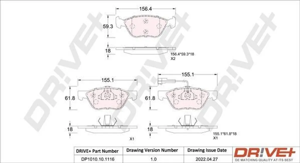 Plaquettes Frein Anti-Bruit OE 9947935 pour Alfa Romeo 156 et Spider