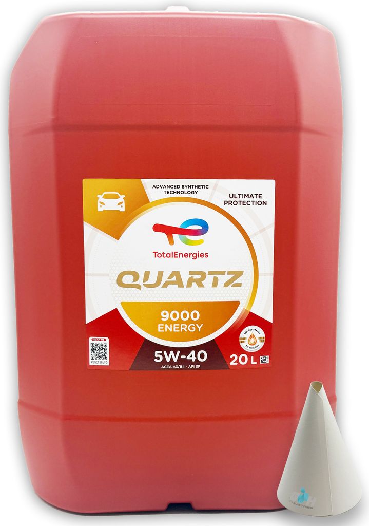 Total Quartz 9000 Energy | 5W-40 | 20 L | MB 229.5 | VW 502.00 / 505.00 | Porsche A40 | mit Trichter