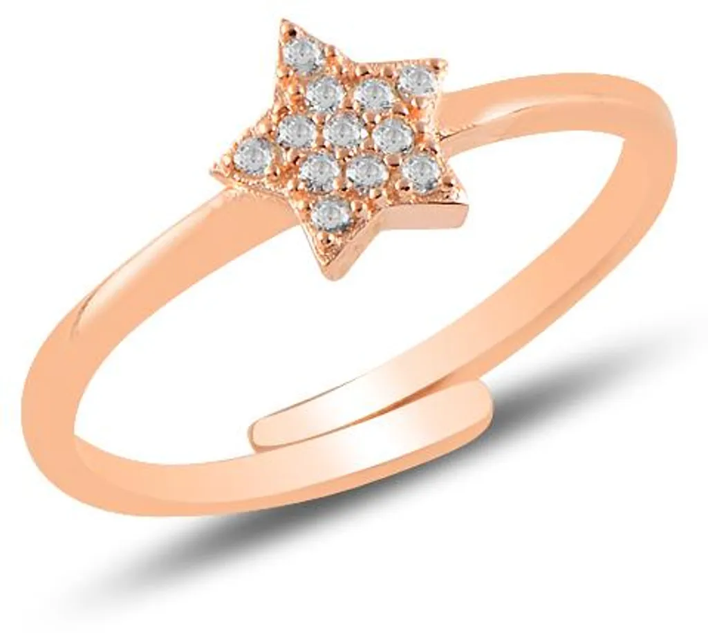 Bague de Phalange Étoile Scintillante Ajustable en Or Rose pour Femme
