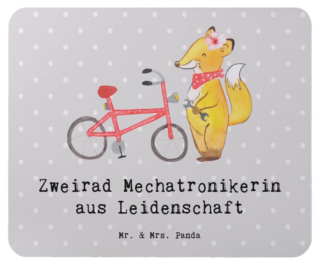 Mr. & Mrs. Panda Mouse Pad Zweirad Mechatronikerin Leidenschaft - Grau Pastell - Geschenk, computermatte, pc mauspad, laptop, Mousepad