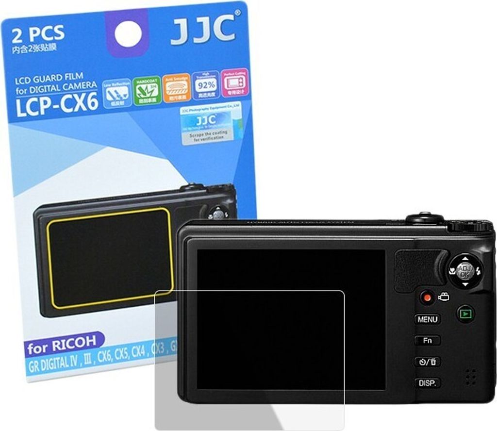 JJC Displayschutzfolie Screen Protector Kratzschutz passgenau fuer Ricoh CX6 - LCP-CX6