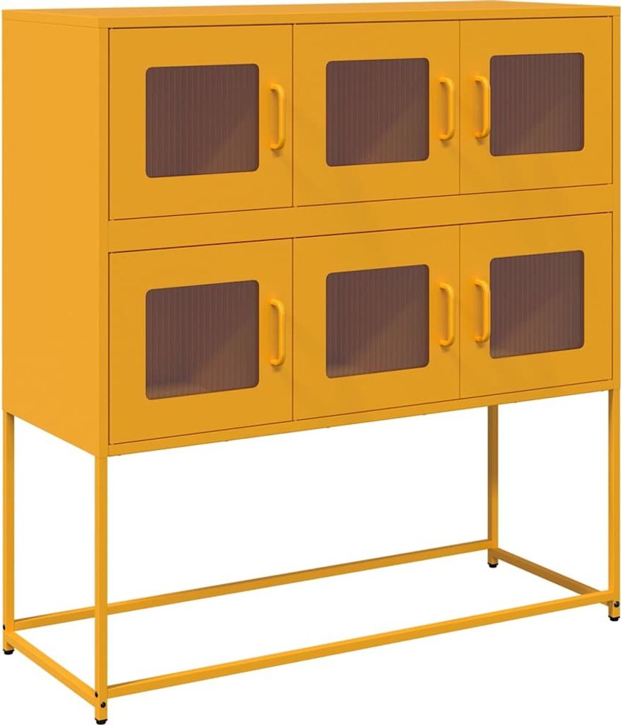 Sideboard Senfgelb 100,5x39x107 cm Kaltgewalzter Stahl