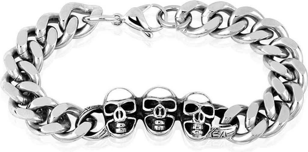 Armband Totenkopf massiv Silber aus Edelstahl Herren