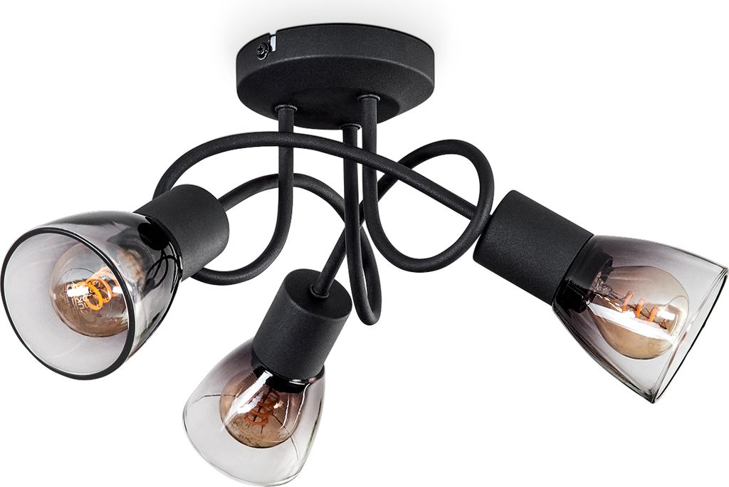 Gaeta Deckenlampe aus Metall/Glas in Schwarz/Rauchfarben/Klar