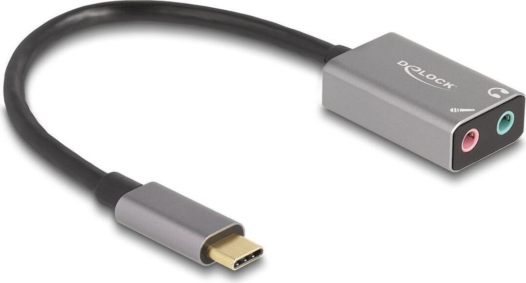 Delock Adapter USB-C auf Klinkenstecker - 24 pin USB-C männlich zu mini-phone stereo 3.5 mm, Mono Mini-Stecker weiblich