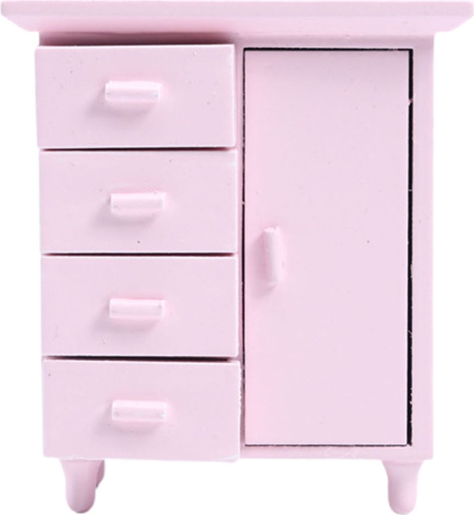 Dollhouse Cabinet Mehrere Fächer Dekoration Interessantes Miniatur -Mini -Schubladenmodell für Kinder-Rosa