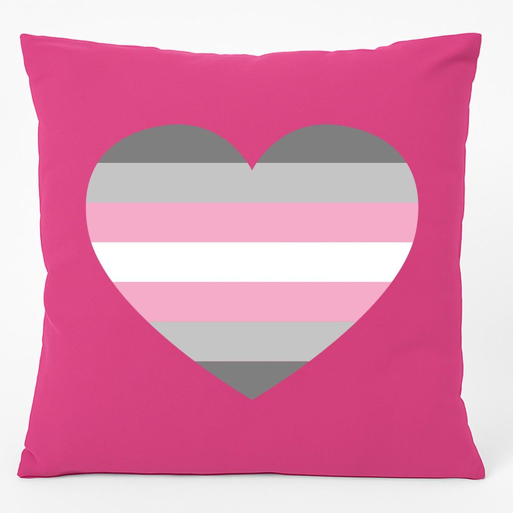 Huuraa Kissen Demigirl Pride Flagge LGBTQ Herz 40x40cm mit Füllung Fuchsia Baumwolle Dekokissen Geschenkidee