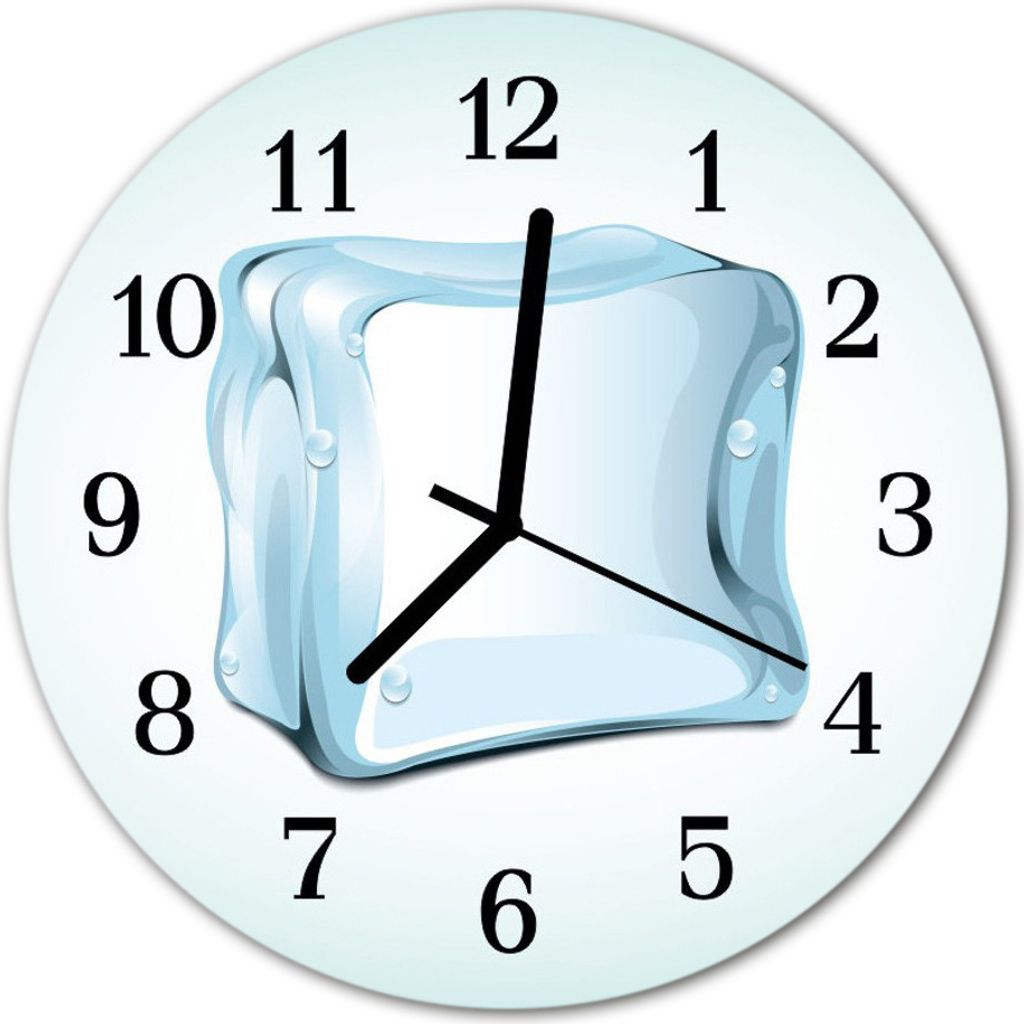 Glasuhr Wanduhr Küchenuhr Echt-Glas 30fi cm Eis blau