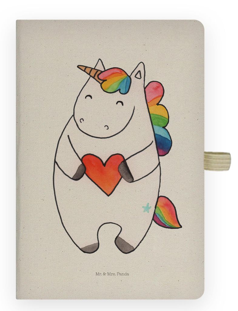 Mr. & Mrs. Panda Journal Einhorn Herz - Transparent - Geschenk, Kladde, Skizzenbuch, Einhörner, Bunt, Tagebuch, Unicorn, Freundin, notizbuch a4, W...