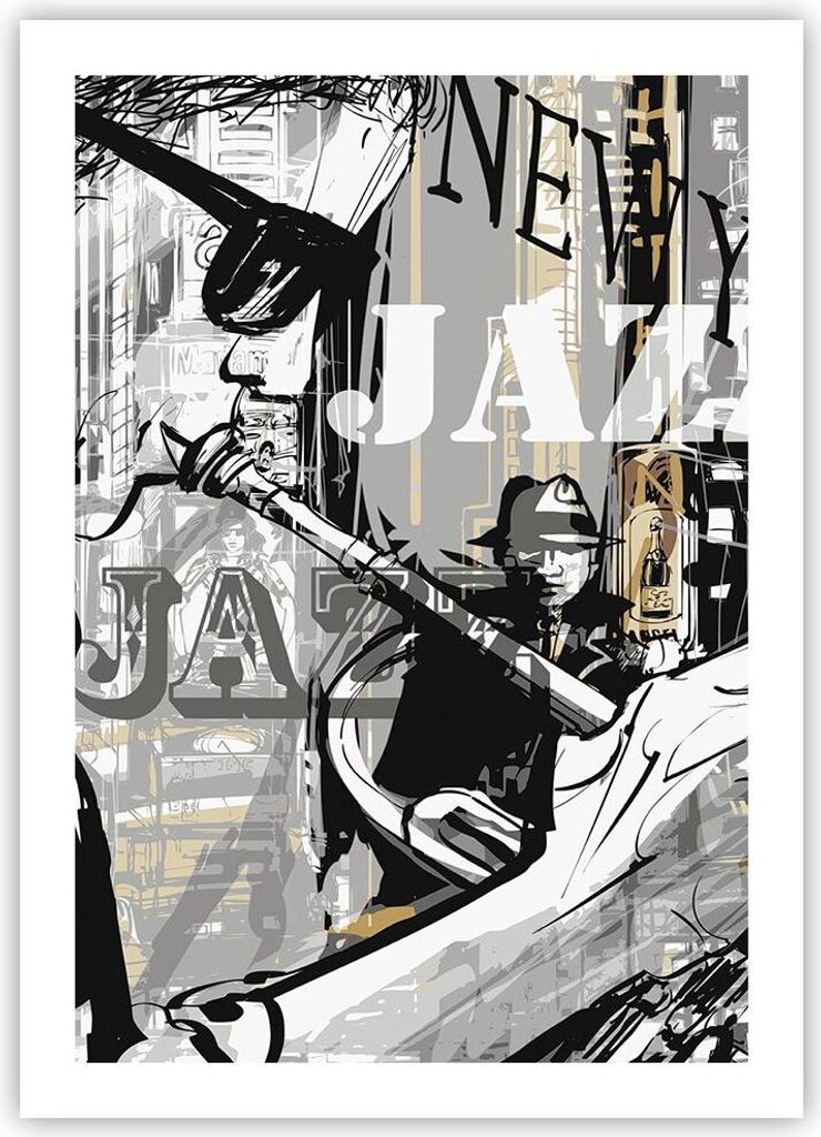 Poster - Poster ohne Rahmen - Jazz Musik Musiker - 50x70 cm - Wand Bild - Wanddeko - Wandbilder - Kunstposter - Wandposter - Bilder - Kunstdruck - ...