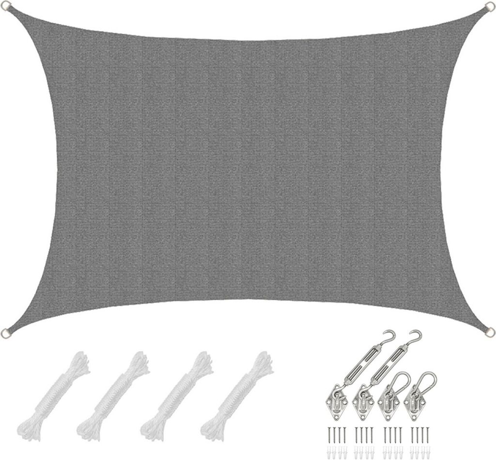3x4 UV Sonnensegel Rechteckig Atmungsaktiv - Sonnenschutz Segel mit Befestigung