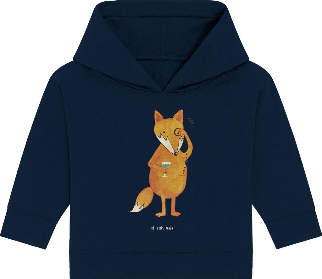 Mr. & Mrs. Panda Organic Baby Hoodie Fuchs Lord 12. - 18. Monat - French Navy - Geschenk, Motivation Spruch, Füchse, Neugierig, Lustig, Schick, Ka...