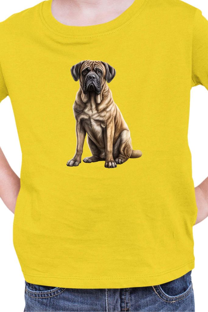 Kinder T-Shirt Dogs Breeds English Mastiff Dog Breed 007, 12-13 Jahr - 152 / Gelb