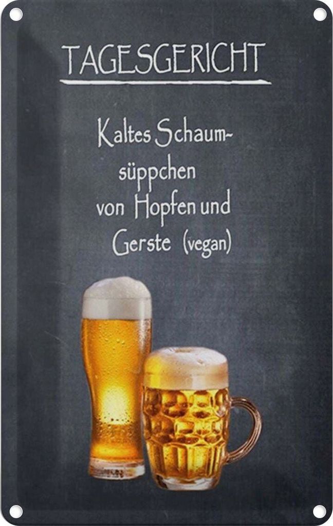 vianmo Blechschild 30x20 cm Tagesgericht Schaum-Süppchen kalt Spruch Zitat