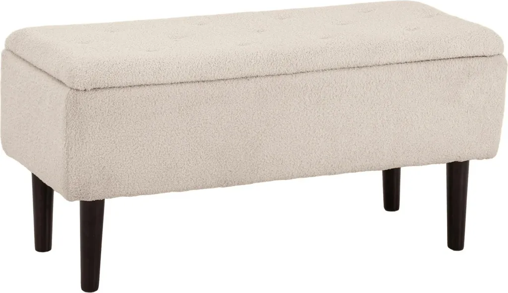 Ottomane coffre de rangement 95 cm rembourrée en bois d'hévéa