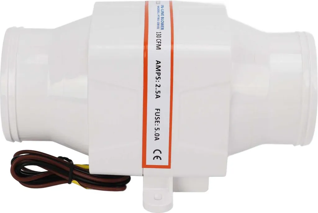 Extracteur d'Air de Cale Marine 12V 130 CFM Ventilateur 3 Pouces Noir