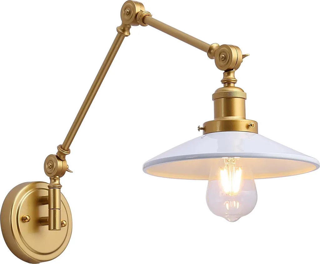 Lampe Murale Articulée en Métal Blanc pour Lecture et Bureau Rétro E27