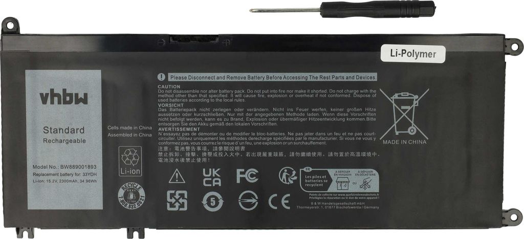 vhbw Akku Ersatz für Dell P71F, P30E, T79G, PVHT1, P36E, Produktbild 