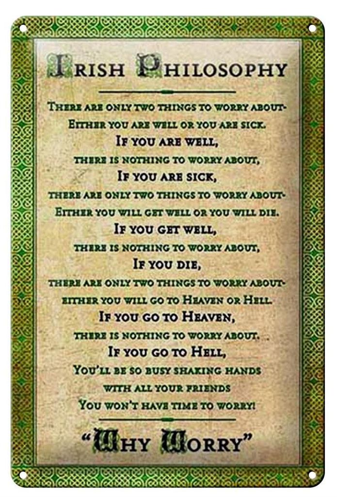 Blechschild Spruch 20x30cm Irish Philosophy there are only