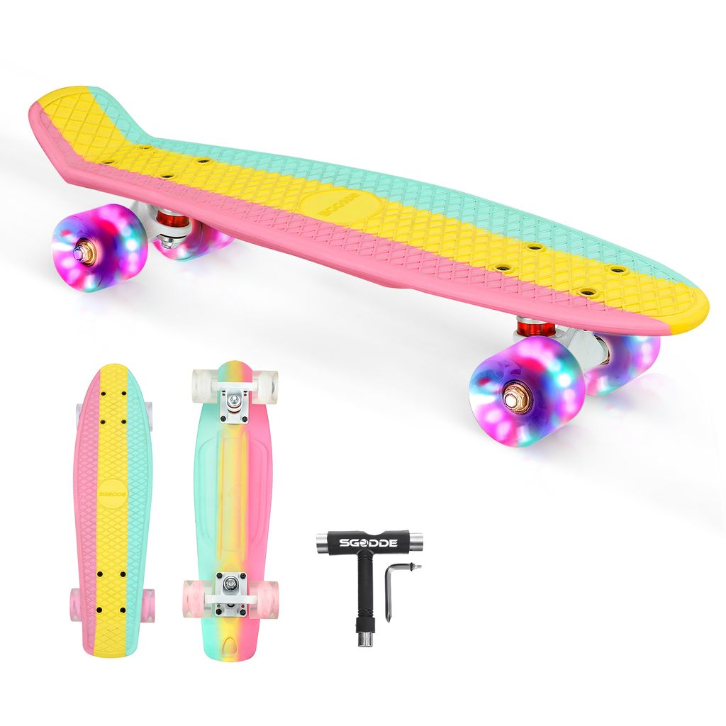 22" Skateboard komplette LED Skateboard Mini Cruiser Board für Kinder Stern DE# 