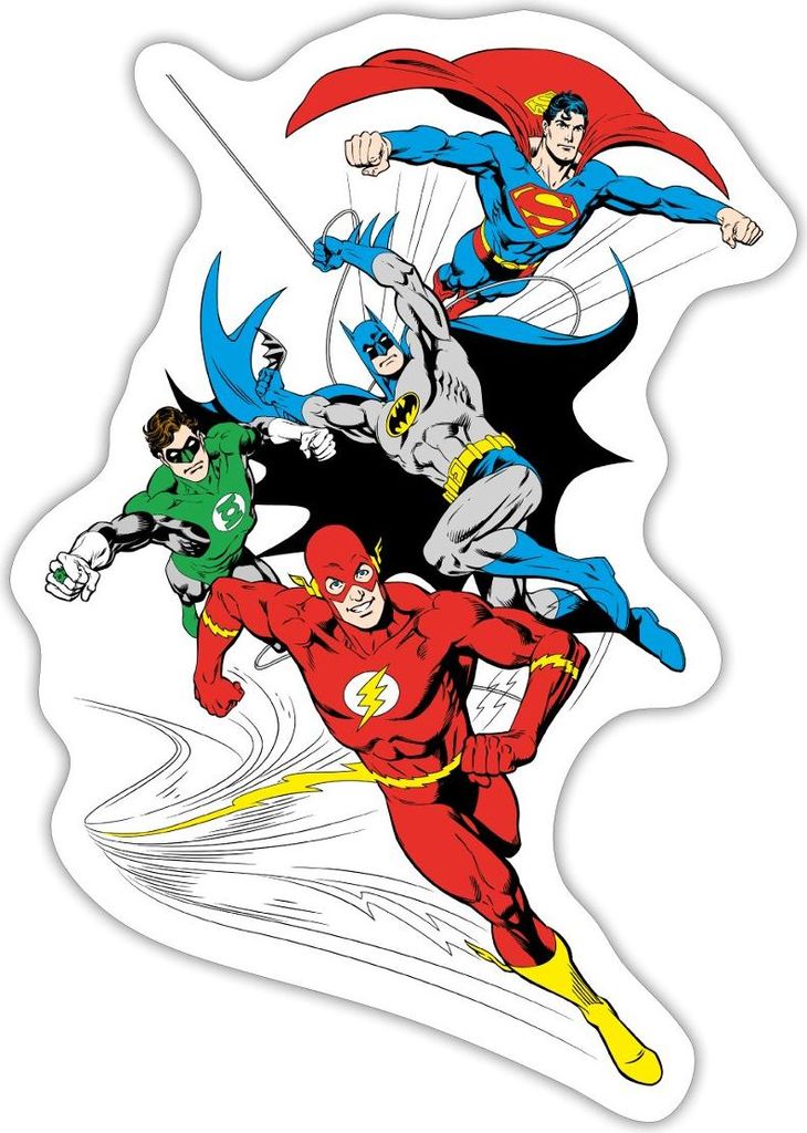 Spreadshirt DC Comics Originals Justice League Gruppe Sticker Aufkleber, 10 x 10 cm, Mattweiß