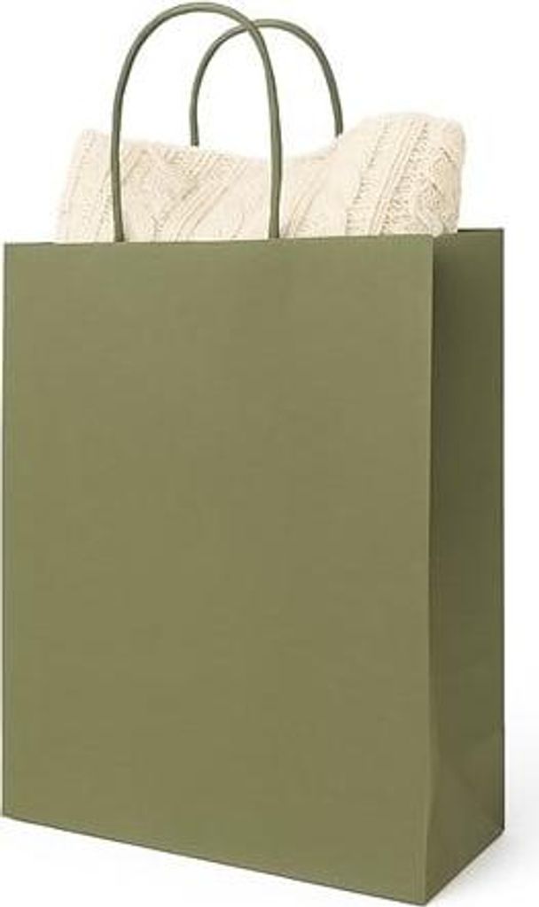 Torba papierowa 230x120x300 mm Khaki Zielona stonowana - Zdjęcie produktu 