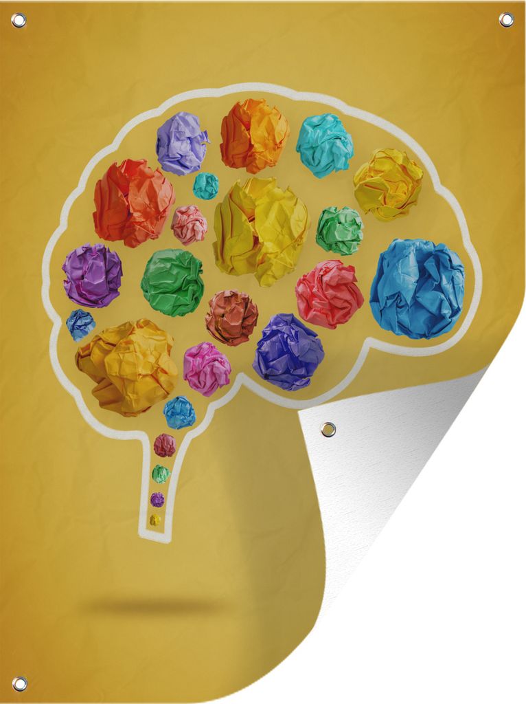 MuchoWow 30x40 cm Outdoor-Poster Gartendeko Sichtschutz Garten Poster für den Garten Gehirn - Papier - Regenbogen - Abstrakt