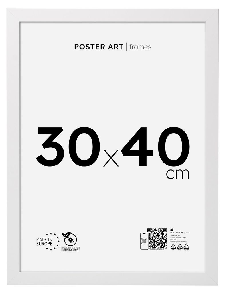 Bilderrahmen 30x40 cm für Fotos und Poster, weiß, MDF – Produktbild 
