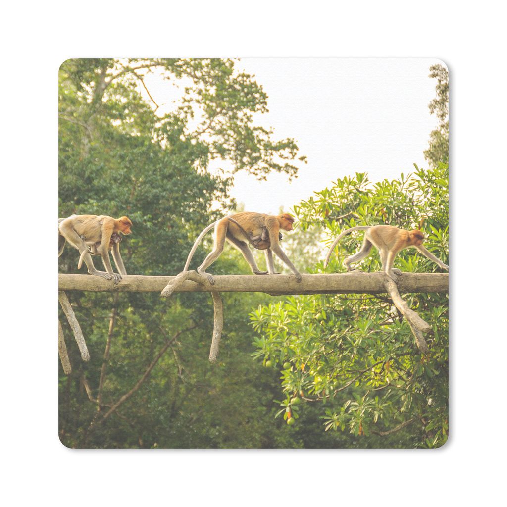 MuchoWow Mauspad Mousepad Affen laufen auf Ast 30x30 cm - Mousepads - Maus Mat - Pad - Mausunterlage - Gaming